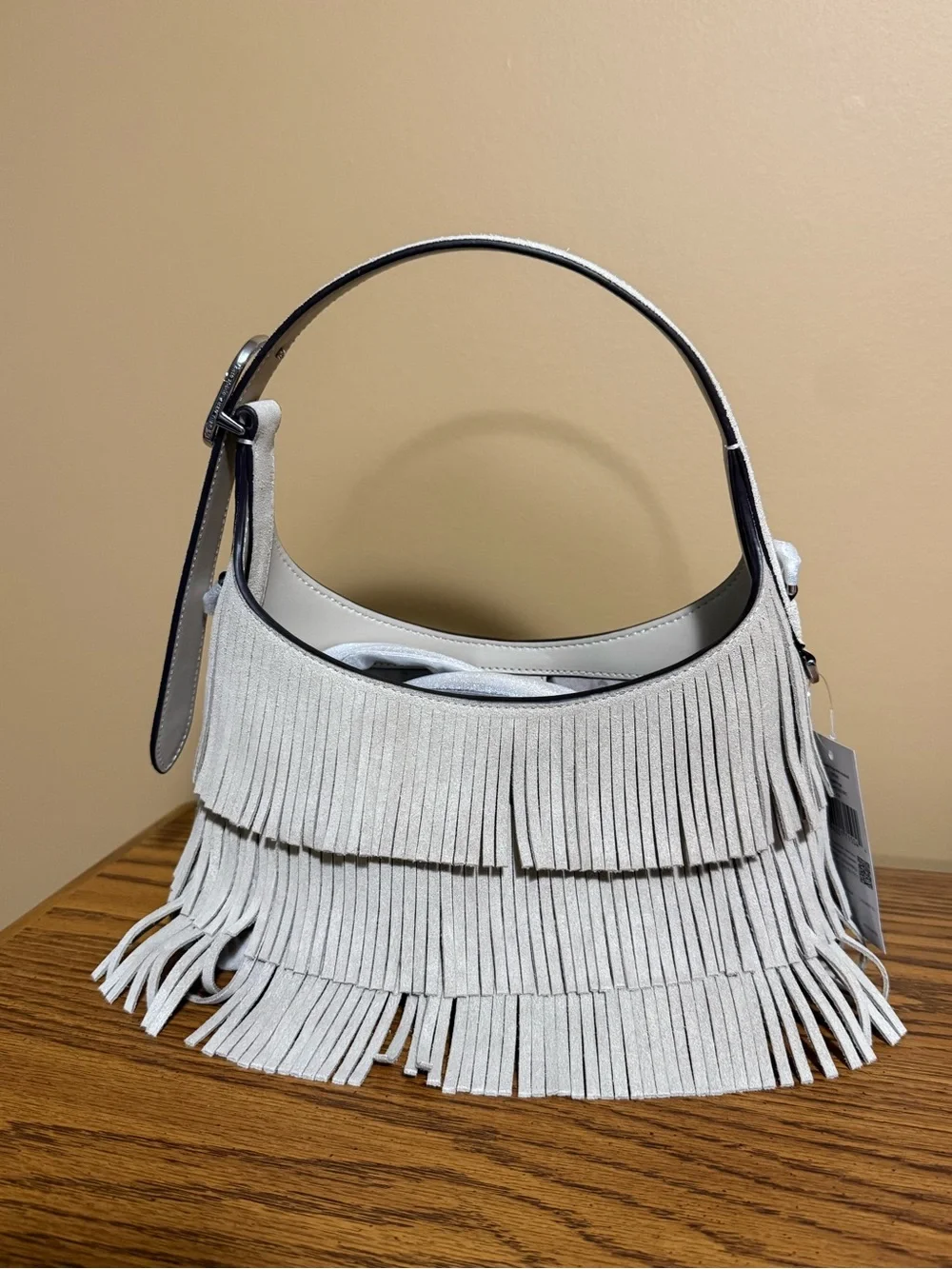 Kate Spade 454 Suede Fringe Mini Crossbody In Light Sand KN586